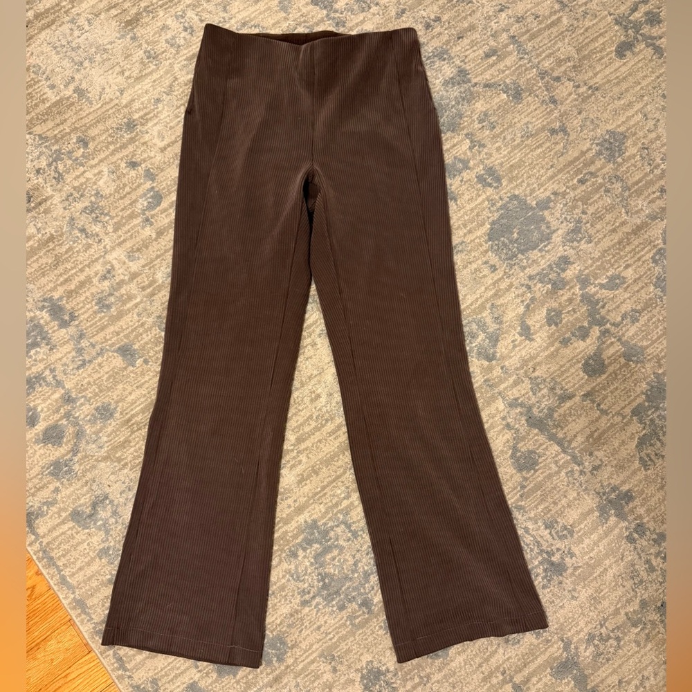 Lululemon brown flared pants, Stretchy. I got about 1 inch hemmed off the bottom